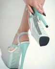 Mint Aqua Glitter Stripper Shoes | SHOW PONY Exotic Dancer Heels