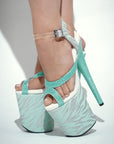Mint Aqua Glitter Stripper Shoes | SHOW PONY Exotic Dancer Heels