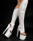 White grippy Knee Pad Boot Sleeve for Dancers