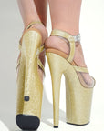Gold Glitter Stripper Shoes | SHOW PONY Exotic Dancer Heels