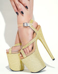 Gold Glitter Stripper Shoes | SHOW PONY Exotic Dancer Heels