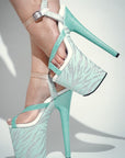 Mint Aqua Glitter Stripper Shoes | SHOW PONY Exotic Dancer Heels